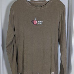 Life is Good Glass Half Full Long Sleeve Tee Sz M